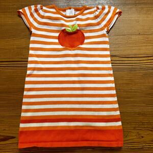 Gymboree orange white striped pumpkin knit short sleeve dress SIZE 4T